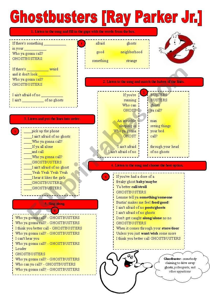SONG!!! Ghostbusters [Ray Parker Jr.] - Printer-friendly version included